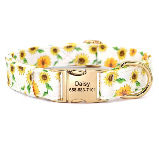 Sunflower Personalized Pet Collar - Pet Panache Boutique
