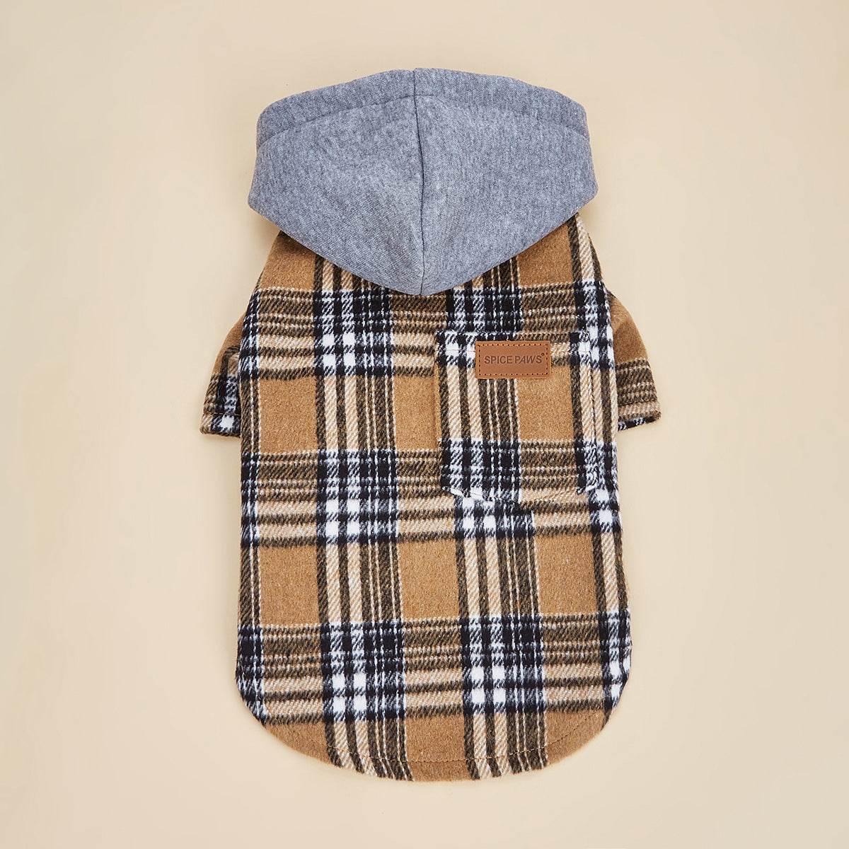 Tan Plaid Pet Hoodie - Pet Panache Boutique